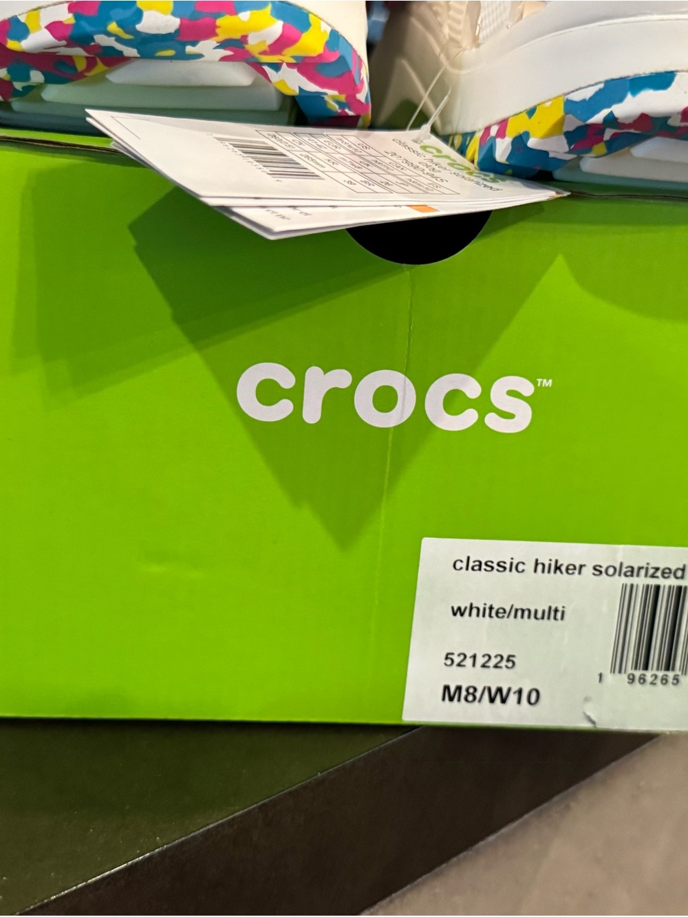 CROCS White Platform Clog Sandals with Pink Multicolor Strap - Picture 7 of 7